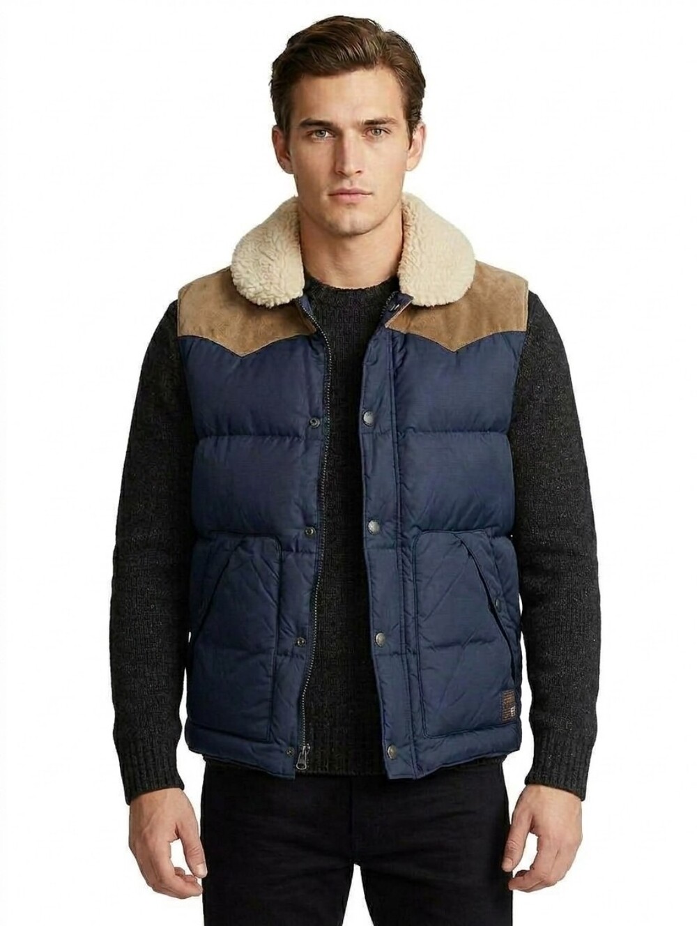 Denim & Supply RALPH LAUREN Sherpa Line Down Puffer Vest Jacket Sz Medium